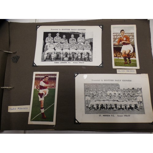 120 - Vintage photograph album containing various football-related photographs, c. 1950s, to include Celti... 