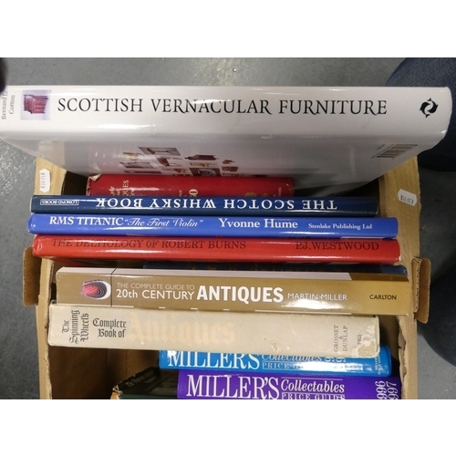 111 - Carton of books to include antique reference and Miller's Price Guides, Scottish Vernacular Furnitur... 