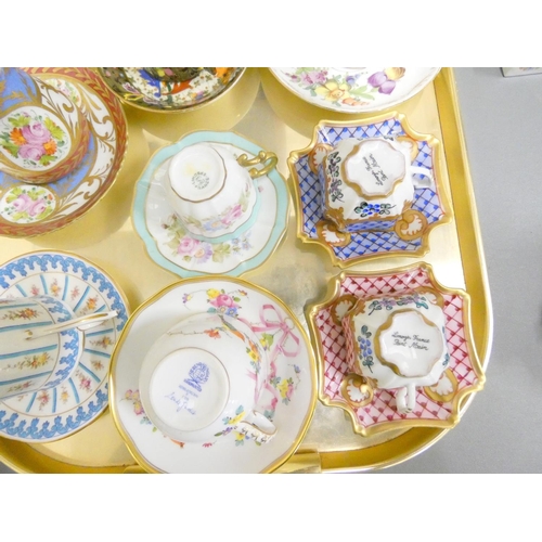 161 - Collection of eleven cabinet cups with saucers, Limoges, Royal Crown Derby, Dresden, etc.