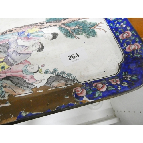 264 - Group of 18th/19th century Chinese ceramics to include an enamel serving tray with traveler scene (a... 