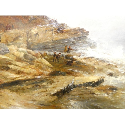 320 - Thomas Bush Hardy (1842 - 1897)A Wreck on Filey Brigg.Oil on canvas.Signed & inscribed.60cms. x ... 