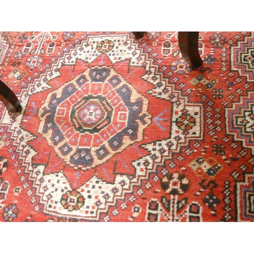 392 - Handmade Iranian red, cream and black rug L172cm x W117cm.