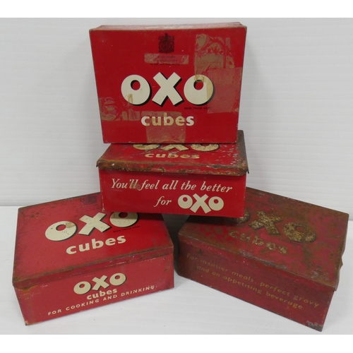 100 - Collection of vintage branded tins, mainly Oxo, various sizes, and others.