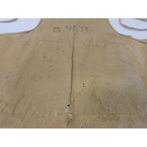 82 - Great Western Railway (GWR) oatmeal-coloured canvas workshop apron.