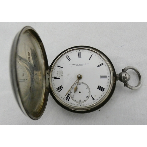 84 - Victorian full hunter silver-cased pocket watch, the dial named to Camerer Kuss & Co., London, l... 