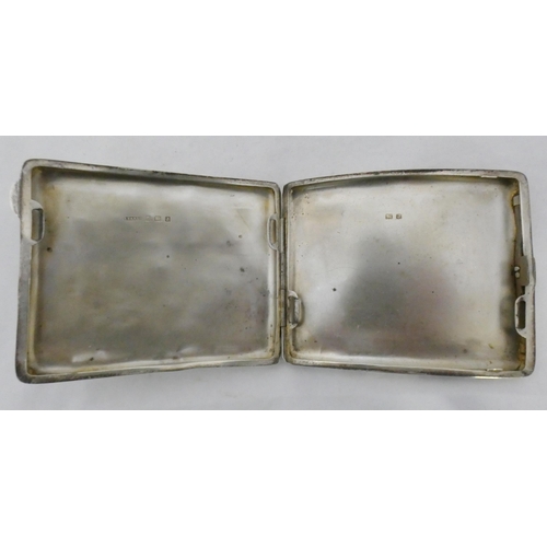 85 - Silver curved cigarette case, hallmarks for Birmingham, c. 1933, 90g.