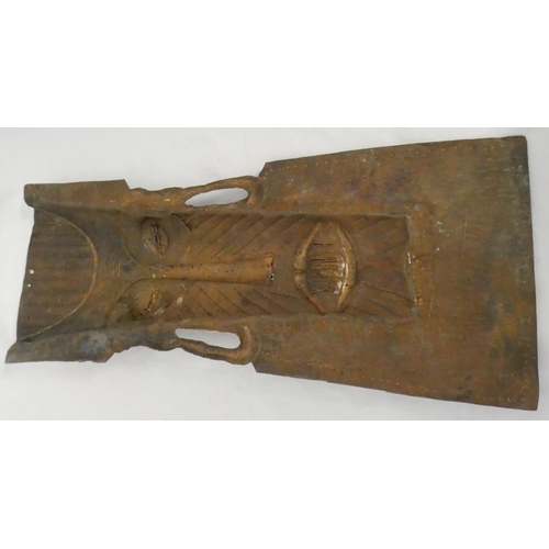 87 - African tribal copper mask, 20th century, 46cm x 19.5cm.