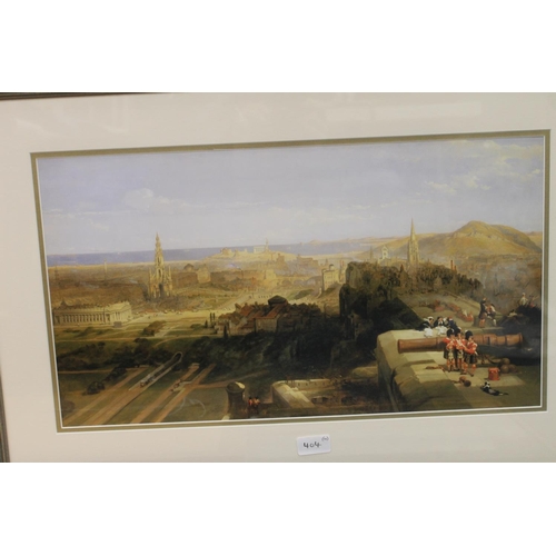 404 - WILLIAM LEIGHTON LEITCH, Edinburgh from the Mound, coloured lithograph, 27cm x 39cm, in Hogarth styl... 