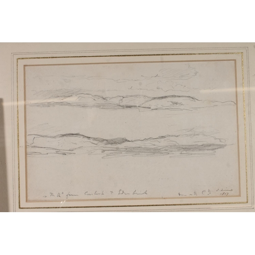 412 - JOHN LINNELL (1792-1882), On the Road from Carlisle to Edinburgh, pencil drawing, signed and dated 1... 