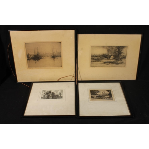 467 - DAISY MAY NORRIE (1899-1981), Aberdeen Harbour and Strachan Bridge, two etchings, pencil signed, 17c... 