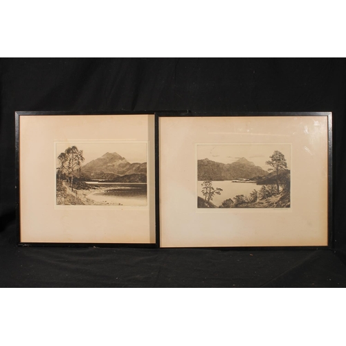 468 - ANDREW WATSON TURNBULL (1874-1957), two Scottish Highland landscapes, etchings, pencil signed, 19cm ... 