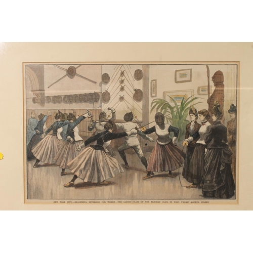 485 - Two fencing themed prints including New York City Healthful Diversion for Women The Ladies Class of ... 