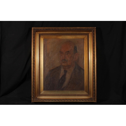 487 - 20TH CENTURY SCHOOL, bust length portrait of a gentleman, oil painting on canvas, unsigned, 48cm x 3... 