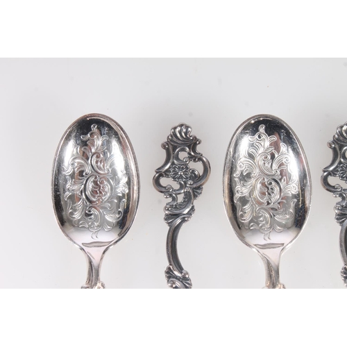 548 - Set of six Norwegian white metal coffee spoons marked TH. Marthinsen Sterling Norway 356, 61g.