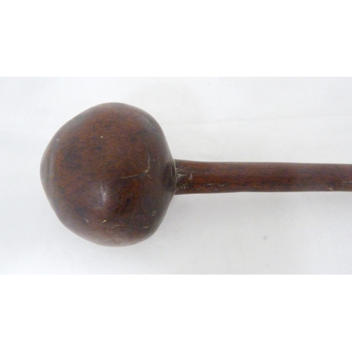 350 - Tribal Interest Fiji throwing club (ula drisia), Melanesia tribe, with coconut-shaped head, incised ... 