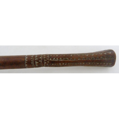 350 - Tribal Interest Fiji throwing club (ula drisia), Melanesia tribe, with coconut-shaped head, incised ... 