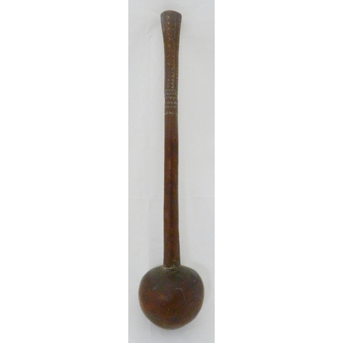 350 - Tribal Interest Fiji throwing club (ula drisia), Melanesia tribe, with coconut-shaped head, incised ... 