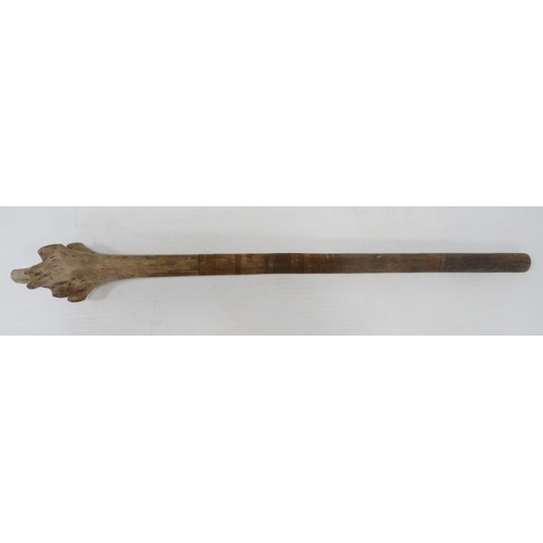 351 - Tribal Interest Rootwood fighting club, origin Fiji, with naturalistic gnarled top, tubular shaft an... 