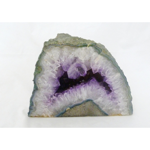 399 - Geology Interest - Amethyst crystal geode, 14cm high and 20cm wide.