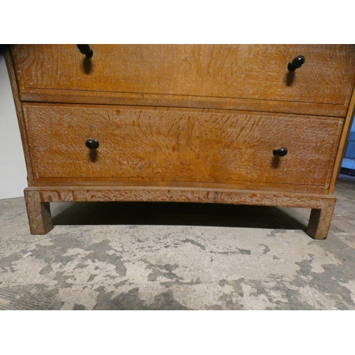 557 - Heal's of London Limed oak dressing chest with a bank of four assorted short drawers above four long... 