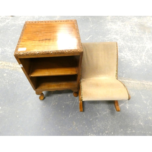 499 - Two tier pot cupboard and a modern gout stool. (2)