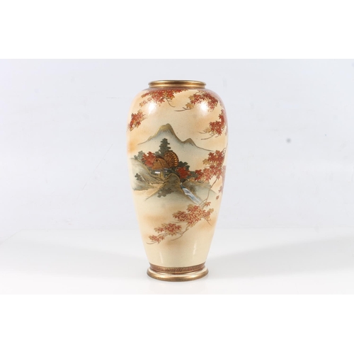 11 - Japanese Meiji period Satsuma pottery vase decorated with a Mill by the River Scene, later converted... 