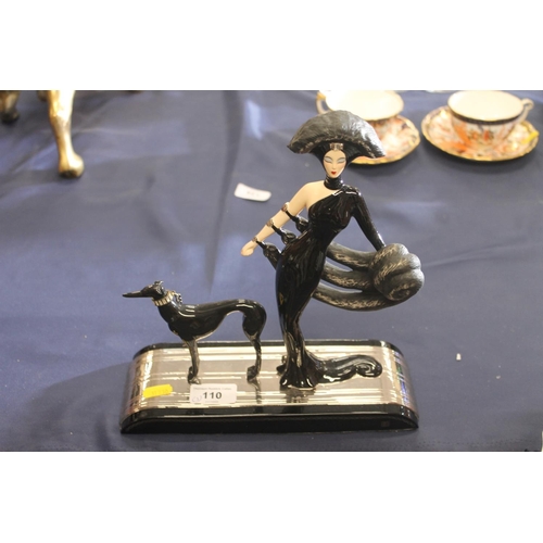 110 - House of Erte figurine, Border Fine Arts Otter group and an Italian figurine (3)