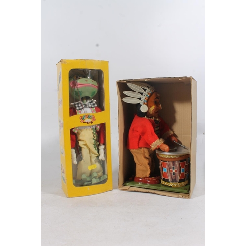 112 - Pelham puppet frog and Japanese TN Nomura Brave Eagle drummer toy.