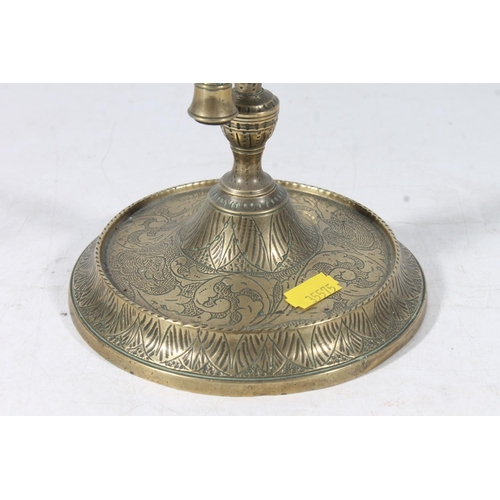 130 - Indo-Persian brass four branch oil lamp.