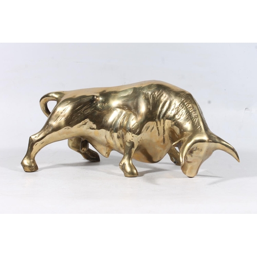 135 - Large brass bull model, L49cm.