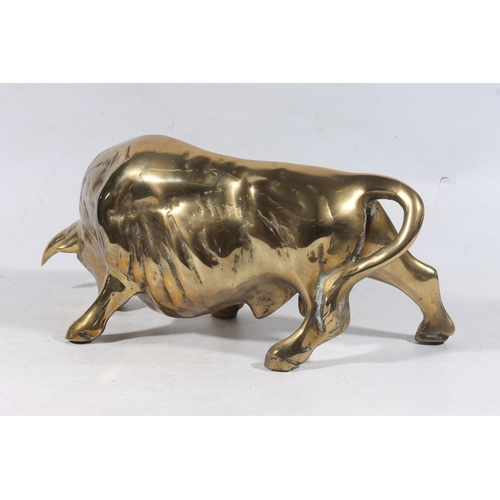 135 - Large brass bull model, L49cm.