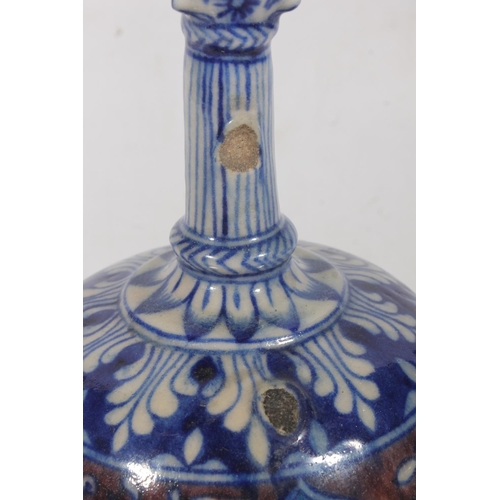 155 - Persian Qajar period Iznik style ewer with animal head spout, 27cm tall.