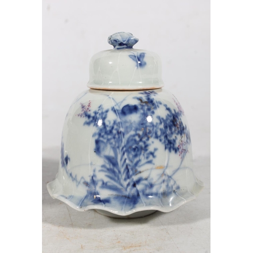 166 - Two Japanese style blue and white porcelain inkwells. (2)