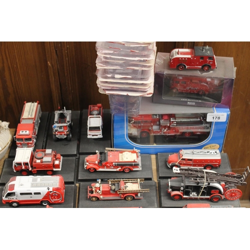 178 - Diecast model fire engines, two boxed.