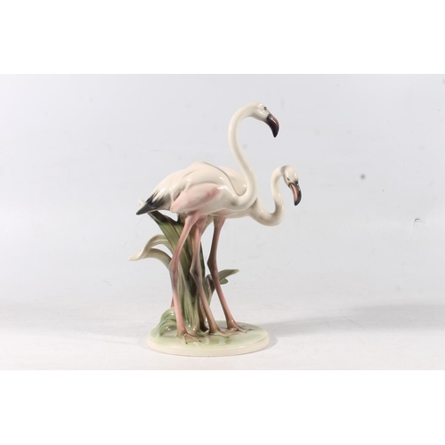 19 - Keramos of Austria pottery figure of two Flamingos, H30cm.