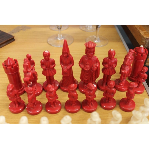 191 - Early plastic chess set.