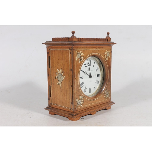 200 - P Orr & Sons of Madras, a French made drum clock held in Indian rosewood case, 18cm tall.