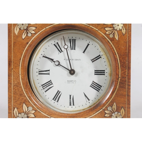 200 - P Orr & Sons of Madras, a French made drum clock held in Indian rosewood case, 18cm tall.