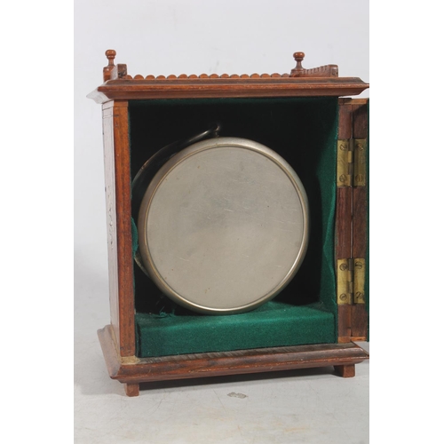 200 - P Orr & Sons of Madras, a French made drum clock held in Indian rosewood case, 18cm tall.