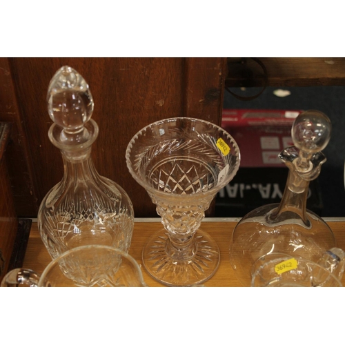 201 - Glassware to include twelve wine glasses, water jugs, decanters etc.