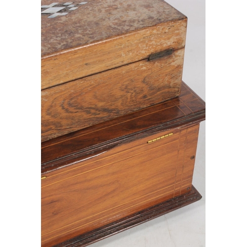 202 - Antique rosewood hinge top box with lift out tray and another smaller. (2)