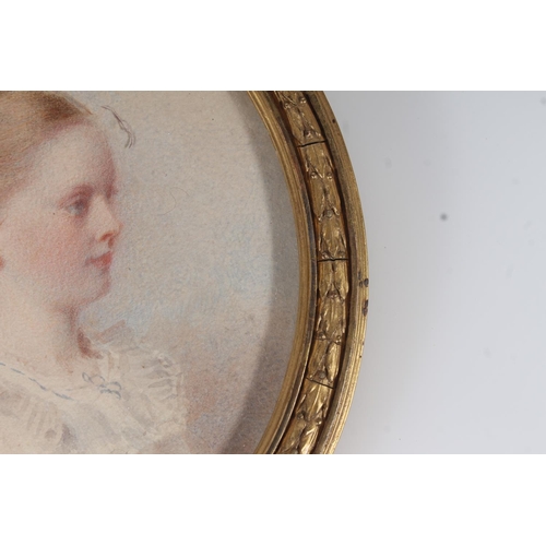 4 - Edwardian watercolour portrait miniature in gilt frame, frame size 16cm x 14cm.