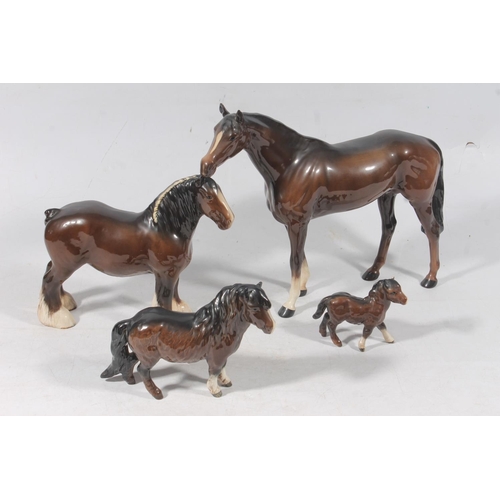 51 - Two Beswick horses and two Beswick ponies.