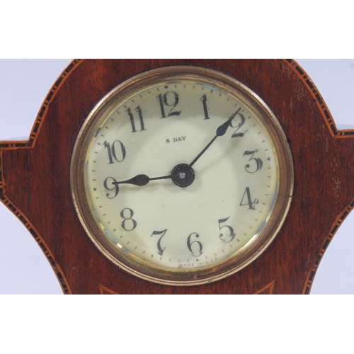 57 - Edwardian mahogany mantel clock, H18cm.