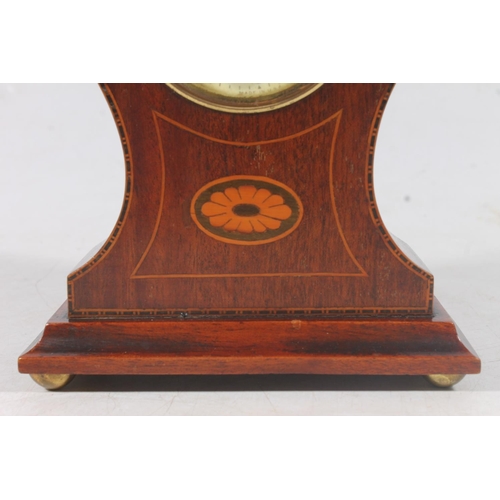 57 - Edwardian mahogany mantel clock, H18cm.