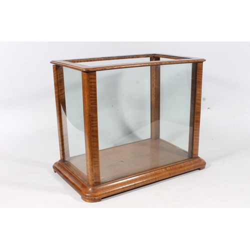 61 - Victorian satinwood framed display case, missing top panel, H36.5cm.