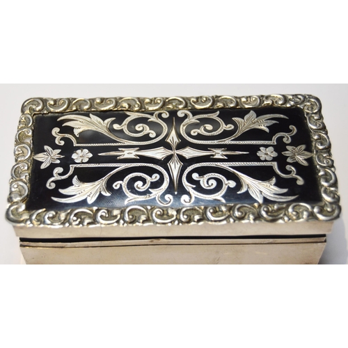 131 - Silver and tortoiseshell rectangular trinket box, early 20th century, decorated with silver overlaid... 