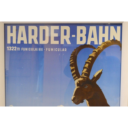 419 - Louis Koller (Swiss, 1904 - 1978)Harder-Bahn InterlakenTravel poster, c. 1940s/50s, depicting a gaze... 