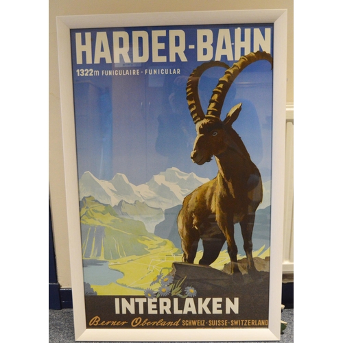 419 - Louis Koller (Swiss, 1904 - 1978)Harder-Bahn InterlakenTravel poster, c. 1940s/50s, depicting a gaze... 