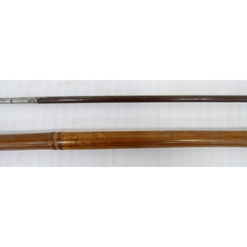 401 - Bamboo sword stick, c. early 20th century, with snakeskin-style handle, push button release to the s... 